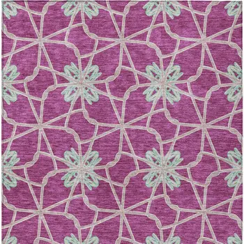 8' X 10' Blush And Aqua Geometric Washable Indoor Outdoor Area Rug