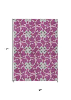 8' X 10' Blush And Aqua Geometric Washable Indoor Outdoor Area Rug