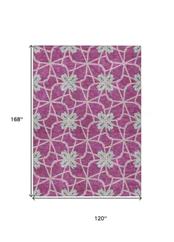 10' X 14' Blush And Aqua Geometric Washable Indoor Outdoor Area Rug