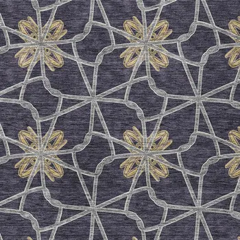 5' X 8' Charcoal And Gold Geometric Washable Indoor Outdoor Area Rug