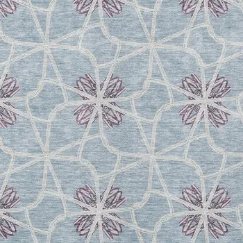 9' X 12' Denim Blue And Ivory Geometric Washable Indoor Outdoor Area Rug