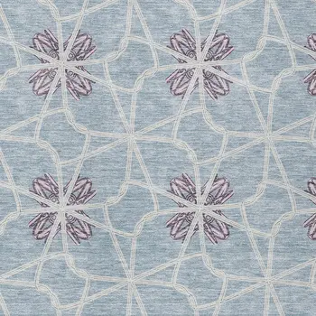 10' X 14' Denim Blue And Ivory Geometric Washable Indoor Outdoor Area Rug