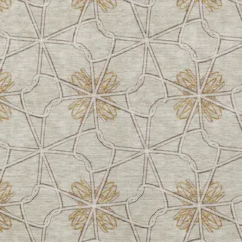 8' X 10' Ivory And Gold Geometric Washable Indoor Outdoor Area Rug