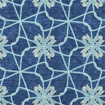 3' X 5' Navy Blue And Aqua Geometric Washable Indoor Outdoor Area Rug