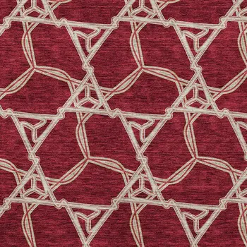 3' X 5' Burgundy And Gold Geometric Washable Indoor Outdoor Area Rug