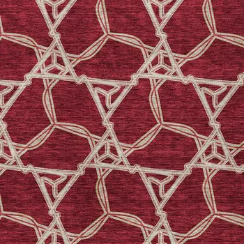 8' X 10' Burgundy And Gold Geometric Washable Indoor Outdoor Area Rug