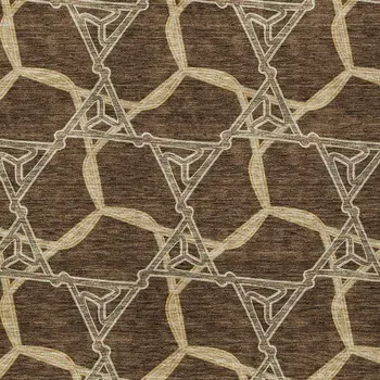 3' X 5' Brown And Beige Geometric Washable Indoor Outdoor Area Rug