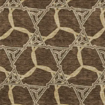 5' X 8' Brown And Beige Geometric Washable Indoor Outdoor Area Rug