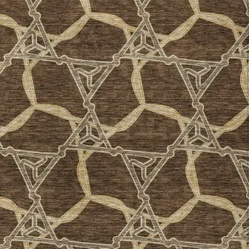 10' X 14' Brown And Beige Geometric Washable Indoor Outdoor Area Rug