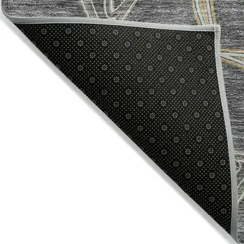 9' X 12' Charcoal And Gold Geometric Washable Indoor Outdoor Area Rug
