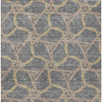 3' X 5' Gray And Brown Geometric Washable Indoor Outdoor Area Rug