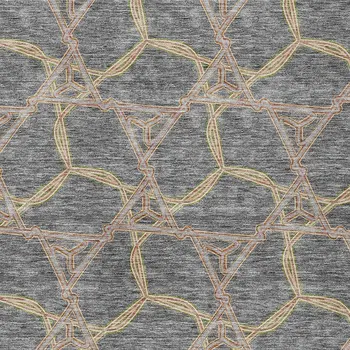 3' X 5' Gray And Brown Geometric Washable Indoor Outdoor Area Rug