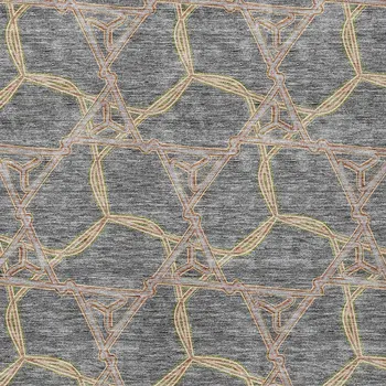 9' X 12' Gray And Brown Geometric Washable Indoor Outdoor Area Rug