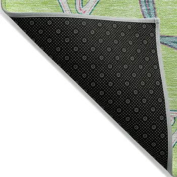 8' X 10' Lime Green And Blue Geometric Washable Indoor Outdoor Area Rug
