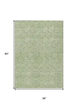 3' X 5' Sage And Ivory Geometric Washable Indoor Outdoor Area Rug