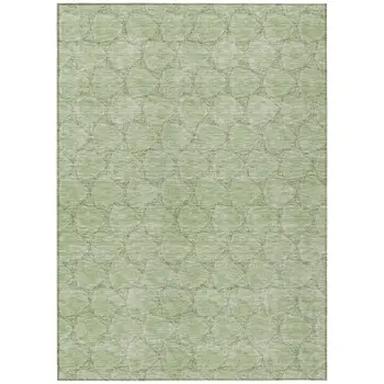 3' X 5' Sage And Ivory Geometric Washable Indoor Outdoor Area Rug