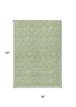 8' X 10' Sage And Ivory Geometric Washable Indoor Outdoor Area Rug