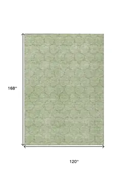 10' X 14' Sage And Ivory Geometric Washable Indoor Outdoor Area Rug