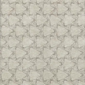 5' X 8' Beige And Taupe Geometric Washable Indoor Outdoor Area Rug