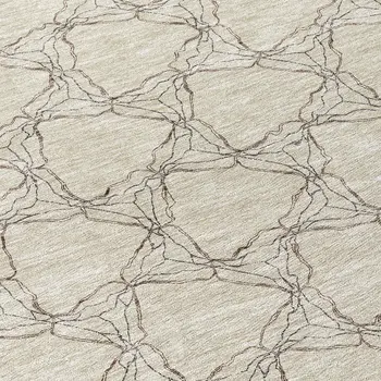 8' Beige And Taupe Round Geometric Washable Indoor Outdoor Area Rug