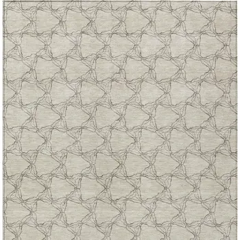 9' X 12' Beige And Taupe Geometric Washable Indoor Outdoor Area Rug
