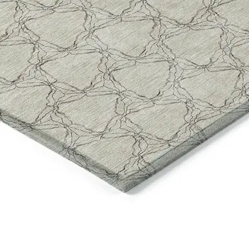 9' X 12' Beige And Taupe Geometric Washable Indoor Outdoor Area Rug