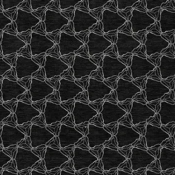 3' X 5' Black And White Geometric Washable Indoor Outdoor Area Rug