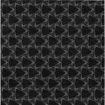 8' X 10' Black And White Geometric Washable Indoor Outdoor Area Rug
