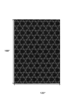 10' X 14' Black And White Geometric Washable Indoor Outdoor Area Rug