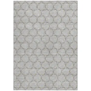 3' X 5' Gray And Black Geometric Washable Indoor Outdoor Area Rug