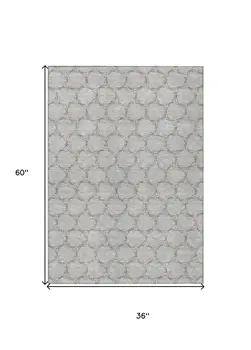 3' X 5' Gray And Black Geometric Washable Indoor Outdoor Area Rug
