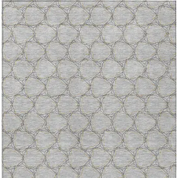 8' X 10' Gray And Black Geometric Washable Indoor Outdoor Area Rug