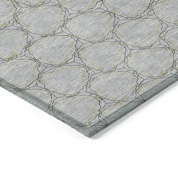 8' X 10' Gray And Black Geometric Washable Indoor Outdoor Area Rug