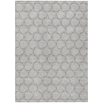 10' X 14' Gray And Black Geometric Washable Indoor Outdoor Area Rug