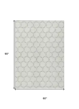 5' X 8' Ivory And Black Geometric Washable Indoor Outdoor Area Rug