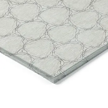 5' X 8' Ivory And Black Geometric Washable Indoor Outdoor Area Rug