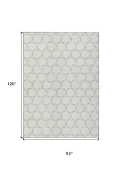 8' X 10' Ivory And Black Geometric Washable Indoor Outdoor Area Rug