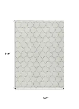 9' X 12' Ivory And Black Geometric Washable Indoor Outdoor Area Rug
