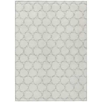 9' X 12' Ivory And Black Geometric Washable Indoor Outdoor Area Rug