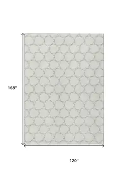 10' X 14' Ivory And Black Geometric Washable Indoor Outdoor Area Rug