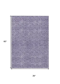 3' X 5' Lavender And Ivory Geometric Washable Indoor Outdoor Area Rug
