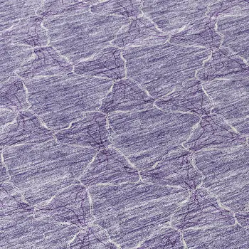 8' Lavender And Ivory Round Geometric Washable Indoor Outdoor Area Rug