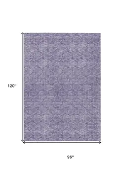 8' X 10' Lavender And Ivory Geometric Washable Indoor Outdoor Area Rug