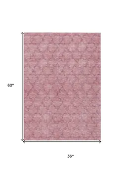 3' X 5' Pink And Purple Geometric Washable Indoor Outdoor Area Rug
