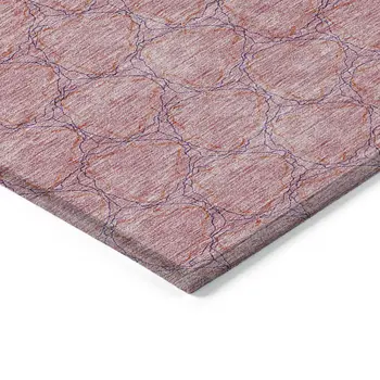10' X 14' Pink And Purple Geometric Washable Indoor Outdoor Area Rug