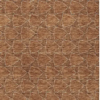 9' X 12' Orange And Ivory Geometric Washable Indoor Outdoor Area Rug