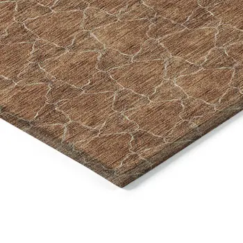 10' X 14' Orange And Ivory Geometric Washable Indoor Outdoor Area Rug