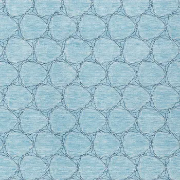 8' X 10' Sky Blue And Navy Blue Geometric Washable Indoor Outdoor Area Rug