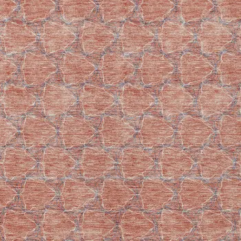 3' X 5' Salmon And Blue Geometric Washable Indoor Outdoor Area Rug