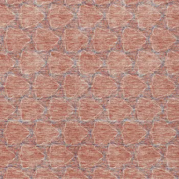 5' X 8' Salmon And Blue Geometric Washable Indoor Outdoor Area Rug